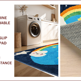 Ultra Soft Area Rug, Non Slip, Stain Resistant, Washable Area Rugs for Living Room, Bedroom, Cute Washable Shaggy Bathroom Area Mat(Blue)