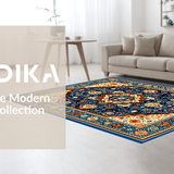 Ultra Soft Area Rug, Non Slip, Stain Resistant, Washable Area Rugs for Living Room, Bedroom, Rustic Vibrant Patterned Tapestry(Blue)