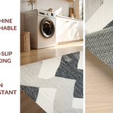 Ultra Soft Area Rug, Non Slip, Stain Resistant, Washable Area Rugs for Living Room, Bedroom, Sleek Abstract Gray Tones Design(Black)