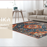 Ultra Soft Area Rug, Non Slip, Stain Resistant, Washable Area Rugs for Living Room, Bedroom, Cozy Earthy Medallion Pattern(Blue)