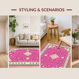 Ultra Soft Area Rug, Non Slip, Stain Resistant, Washable Area Rugs for Living Room, Bedroom, Elegant Pink Trellis Pattern(Pink)