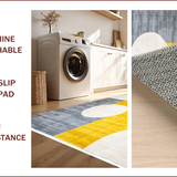 Ultra Soft Area Rug, Non Slip, Stain Resistant, Washable Area Rugs for Living Room, Bedroom, Contemporary Circular Design Elegance(Yellow)