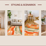 Ultra Soft Area Rug, Non Slip, Stain Resistant, Washable Area Rugs for Living Room, Bedroom, Elegant Earthy Geometric Fusion(Orange)