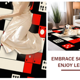 Ultra Soft Area Rug, Non Slip, Stain Resistant, Washable Area Rugs for Living Room, Bedroom, Whimsical Black and White Pattern(Red)