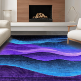 Ultra Soft Area Rug, Non Slip, Stain Resistant, Washable Area Rugs for Living Room, Bedroom, Chic Purple and Blue Harmony(Purple)