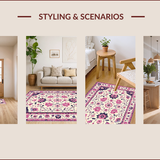 Ultra Soft Area Rug, Non Slip, Stain Resistant, Washable Area Rugs for Living Room, Bedroom, Charming Creamy Floral Whimsy(Ivory)