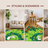 Ultra Soft Area Rug, Non Slip, Stain Resistant, Washable Area Rugs for Living Room, Bedroom, Educational Animal Artful Arrangement(Green)