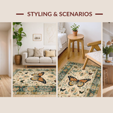 Ultra Soft Area Rug, Non Slip, Stain Resistant, Washable Area Rugs for Living Room, Bedroom, Modern Artistic Insect Arrangement(Beige)