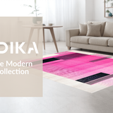 Ultra Soft Area Rug, Non Slip, Stain Resistant, Washable Area Rugs for Living Room, Bedroom, Eye-Catching Pink Black Artistic Blend(Pink)