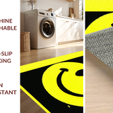 Ultra Soft Area Rug, Non Slip, Stain Resistant, Washable Area Rugs for Living Room, Bedroom, Retro Smiley Face Geometric Style(Yellow)