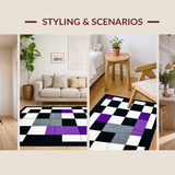 Ultra Soft Area Rug, Non Slip, Stain Resistant, Washable Area Rugs for Living Room, Bedroom, Sophisticated Monochrome Shapes(Black)