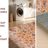 Ultra Soft Area Rug, Non Slip, Stain Resistant, Washable Area Rugs for Living Room, Bedroom, Chic Rustic Orange Blossom Pattern(Orange)