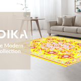 Ultra Soft Area Rug, Non Slip, Stain Resistant, Washable Area Rugs for Living Room, Bedroom, Unique Colorful Circular Design(Yellow)