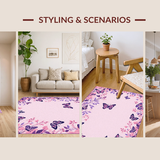 Ultra Soft Area Rug, Non Slip, Stain Resistant, Washable Area Rugs for Living Room, Bedroom, Vibrant Floral Nature Inspiration(Pink)