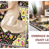 Ultra Soft Area Rug, Non Slip, Stain Resistant, Washable Area Rugs for Living Room, Bedroom, Sophisticated Multicolored Artful Motif(Black)