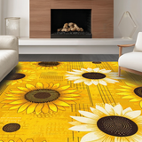 Ultra Soft Area Rug, Non Slip, Stain Resistant, Washable Area Rugs for Living Room, Bedroom, Rustic Sunflower Vintage Charm(Yellow)
