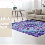 Ultra Soft Area Rug, Non Slip, Stain Resistant, Washable Area Rugs for Living Room, Bedroom, Boho Chic Distressed Living Room Rug(Blue) - ODIKA