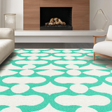 Ultra Soft Area Rug, Non Slip, Stain Resistant, Washable Area Rugs for Living Room, Bedroom, Trendy Radiant Abstract Scallop Style(White)