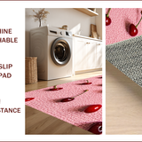 Ultra Soft Area Rug, Non Slip, Stain Resistant, Washable Area Rugs for Living Room, Bedroom, Cherry Fruit Fluffy Shower Mat for Bathtub(Pink)