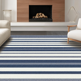 Ultra Soft Area Rug, Non Slip, Stain Resistant, Washable Area Rugs for Living Room, Bedroom, Coastal Nautical Stripe Aesthetic(Blue)