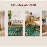 Ultra Soft Area Rug, Non Slip, Stain Resistant, Washable Area Rugs for Living Room, Bedroom, Faded Floral Vintage Aesthetic(Green)