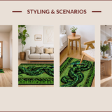 Ultra Soft Area Rug, Non Slip, Stain Resistant, Washable Area Rugs for Living Room, Bedroom, Cool Printed Bedroom Carpet for Minimalist Aesthetic(Green)