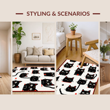 Ultra Soft Area Rug, Non Slip, Stain Resistant, Washable Area Rugs for Living Room, Bedroom, Cute Animal Character Bath Decor(Black)