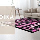 Ultra Soft Area Rug, Non Slip, Stain Resistant, Washable Area Rugs for Living Room, Bedroom, Funky Multi-Color Audio Vibe(Pink)