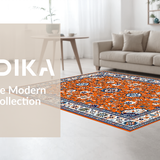 Ultra Soft Area Rug, Non Slip, Stain Resistant, Washable Area Rugs for Living Room, Bedroom, Artful Multicolored Medallion Style(Orange)