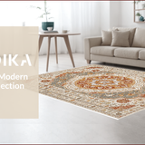 Ultra Soft Area Rug, Non Slip, Stain Resistant, Washable Area Rugs for Living Room, Bedroom, Vintage Non-Slip Living Room Rug(Beige)