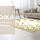 Ultra Soft Area Rug, Non Slip, Stain Resistant, Washable Area Rugs for Living Room, Bedroom, Stylish Ethereal Insect and Flora Blend(Ivory)