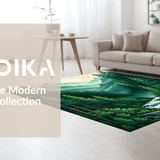 Ultra Soft Area Rug, Non Slip, Stain Resistant, Washable Area Rugs for Living Room, Bedroom, Serene Outdoor Oasis Design(Green)