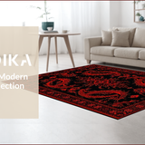 Ultra Soft Area Rug, Non Slip, Stain Resistant, Washable Area Rugs for Living Room, Bedroom, Colorful Dragon Fantasy Motif(Red)