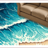 Ultra Soft Area Rug, Non Slip, Stain Resistant, Washable Area Rugs for Living Room, Bedroom, Summer Seaside Aesthetic Bedroom Non-Slip Area Rug(Blue)