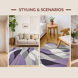 Ultra Soft Area Rug, Non Slip, Stain Resistant, Washable Area Rugs for Living Room, Bedroom, Contemporary Artistic Swirl Design(Purple)