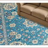 Ultra Soft Area Rug, Non Slip, Stain Resistant, Washable Area Rugs for Living Room, Bedroom, Charming Ethnic Floral Motif(Blue)