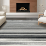 Ultra Soft Area Rug, Non Slip, Stain Resistant, Washable Area Rugs for Living Room, Bedroom, Zen Garden Path Rug: Black and White Striped Entryway Rug(Black)