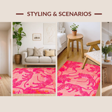 Ultra Soft Area Rug, Non Slip, Stain Resistant, Washable Area Rugs for Living Room, Bedroom, Elegant Modern Wildlife Theme(Pink)
