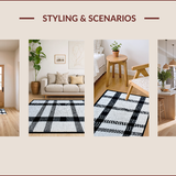 Ultra Soft Area Rug, Non Slip, Stain Resistant, Washable Area Rugs for Living Room, Bedroom, Minimalist Low Pile Stain Resistant Dorm Carpet(Black)