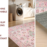 Ultra Soft Area Rug, Non Slip, Stain Resistant, Washable Area Rugs for Living Room, Bedroom, Rustic Light Pink Blossom Style(Pink)