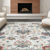 Ultra Soft Area Rug, Non Slip, Stain Resistant, Washable Area Rugs for Living Room, Bedroom, Rustic Neutral Tiled Pattern(Beige)