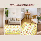 Ultra Soft Area Rug, Non Slip, Stain Resistant, Washable Area Rugs for Living Room, Bedroom, Charming Yellow Floral Medley(White)