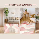 Ultra Soft Area Rug, Non Slip, Stain Resistant, Washable Area Rugs for Living Room, Bedroom, Sophisticated Light Tones with Depth(Pink)
