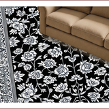 Ultra Soft Area Rug, Non Slip, Stain Resistant, Washable Area Rugs for Living Room, Bedroom, Reversible Floral Black Outdoor RV Camping Mat(Black)