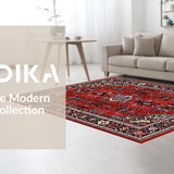 Ultra Soft Area Rug, Non Slip, Stain Resistant, Washable Area Rugs for Living Room, Bedroom, Luxurious Red Abstract Linear Motif(Red)