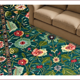 Ultra Soft Area Rug, Non Slip, Stain Resistant, Washable Area Rugs for Living Room, Bedroom, Rustic Earthy Botanical Ensemble(Blue)