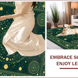 Ultra Soft Area Rug, Non Slip, Stain Resistant, Washable Area Rugs for Living Room, Bedroom, Whimsical Dark Green Celestial Bedroom Area Rug(Green)