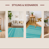 Ultra Soft Area Rug, Non Slip, Stain Resistant, Washable Area Rugs for Living Room, Bedroom, Vibrant Coastal Striped Aesthetic(Blue)