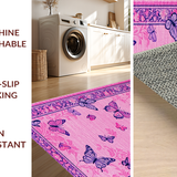 Ultra Soft Area Rug, Non Slip, Stain Resistant, Washable Area Rugs for Living Room, Bedroom, Whimsical Pink Butterfly Delight(Pink)