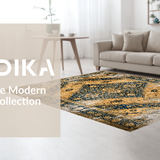 Ultra Soft Area Rug, Non Slip, Stain Resistant, Washable Area Rugs for Living Room, Bedroom, Terracotta Vintage Floral Motif(Gold)